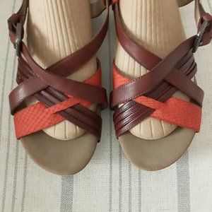 OTBT SHEFFIELD' Wedge Sandal Size 9M Brown/Orange NWOB